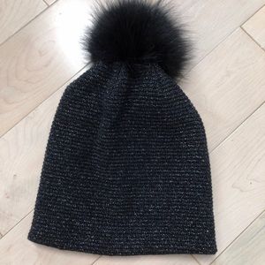 Inverni Italy cashmere extra fine merino wool real artic fox fur pom hat